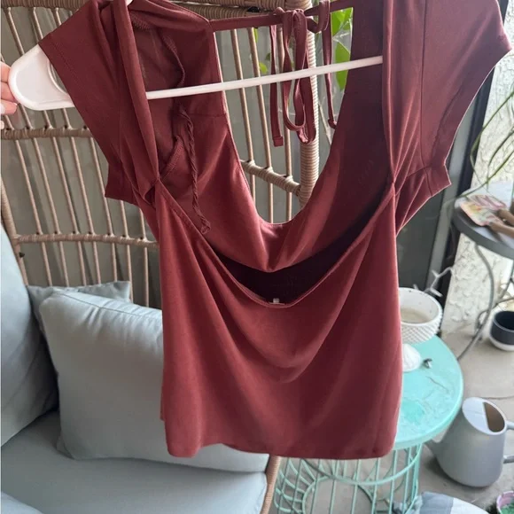 Free People Open Back with Tie Baby Tee - Picture 4 of 6